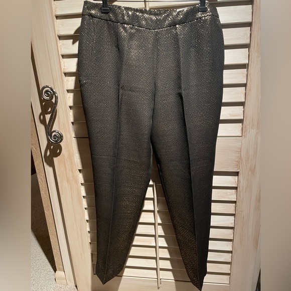 NWT Anne Klein Gold Metallic Snake Jaquard Pants - SZ10 - Picture 3 of 10